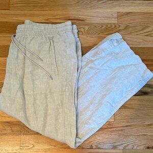 Athleta Retreat Linen High Rise Wide Leg Pant in Natural